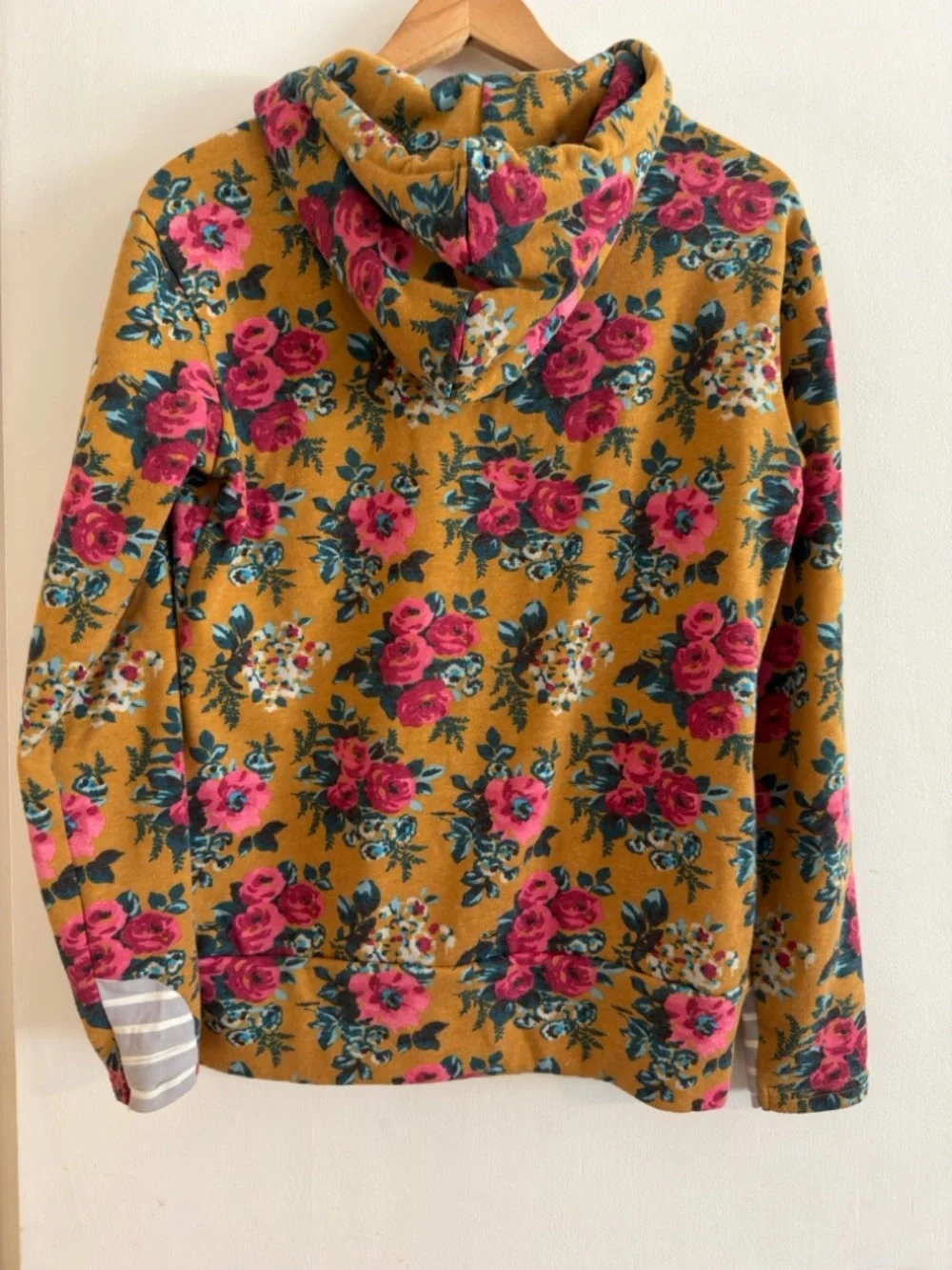AMPERSAND AVE Mustard Floral Hoodie with Pink Roses - Picture 2 of 5